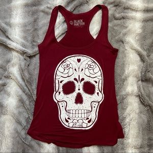 Black Matter Maroon Sugar Skull Tank XS